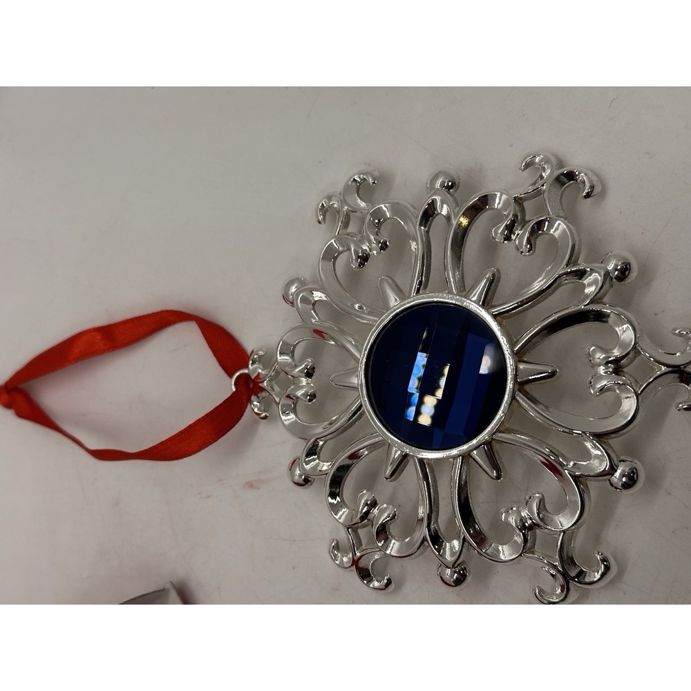 Lenox‎ Bejeweled Snowflake Ornament Silverplate Blue Crystal w/ Box NIB